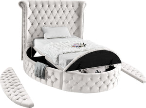 Lorena Twin Bed In Cream Velvet