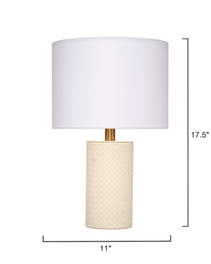 Roman Leather Table Lamp with Linen Shade, White