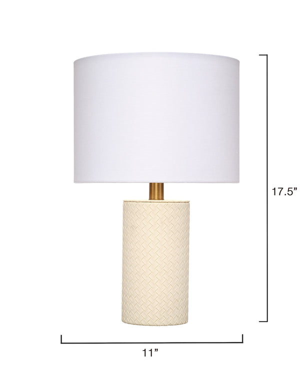 Roman Leather Table Lamp with Linen Shade, White