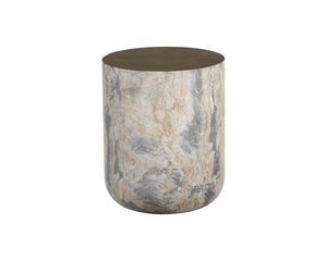 Diaz End Table - Marble Look - Antique Brass
