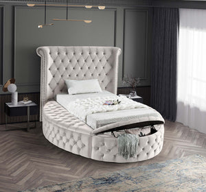 Lorena Twin Bed In Cream Velvet