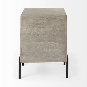 Arelius 20L x 18W x 26H Gray Wood W/ Black Metal Frame End/Side Table