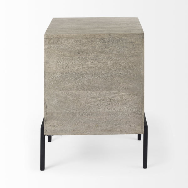 Arelius 20L x 18W x 26H Gray Wood W/ Black Metal Frame End/Side Table