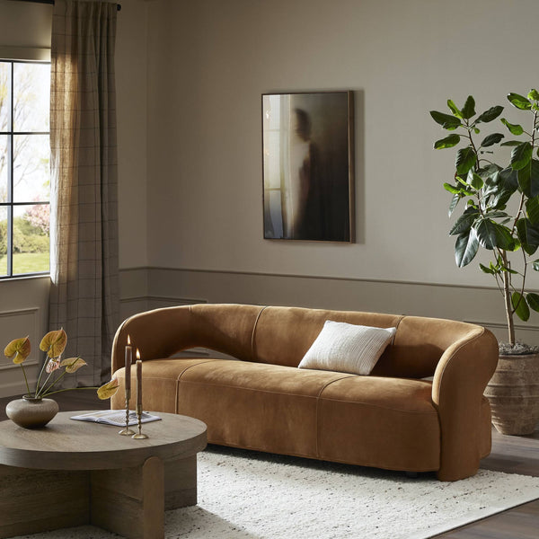 Mazie Sofa In Nubuck Cognac And Burnt Umber