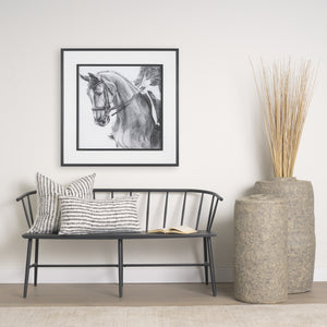 Jenna Cream w/ Black Print Linen Square Decorative Pillow Cover