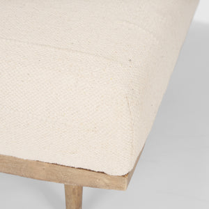 Shae Brown Wood w/ Oatmeal Fabric Ottoman