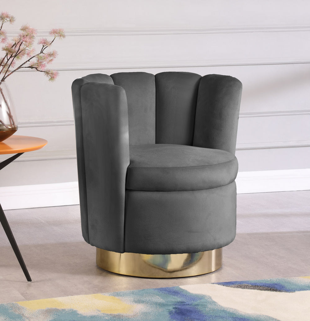 Anita Accent Chair In Grey Velvet