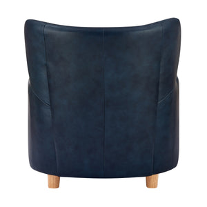 Tiffany KD Top Grain Leather Accent Arm Chair, Garrett Blue