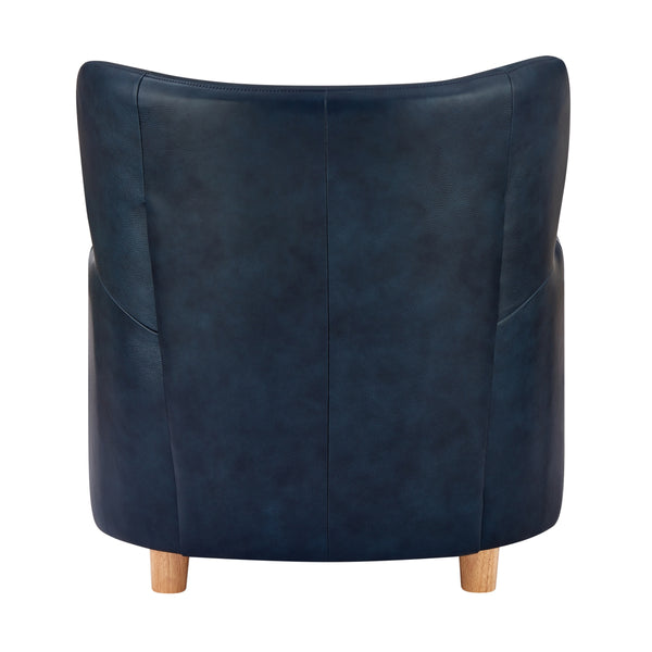 Tiffany KD Top Grain Leather Accent Arm Chair, Garrett Blue