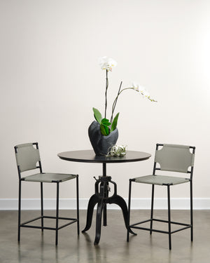 Asher Leather Counter Stool, Grey