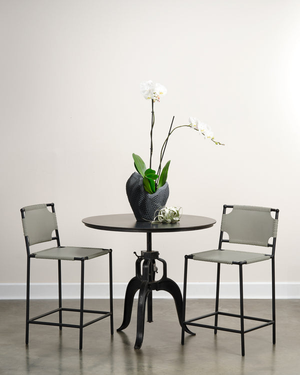 Asher Leather Counter Stool, Grey
