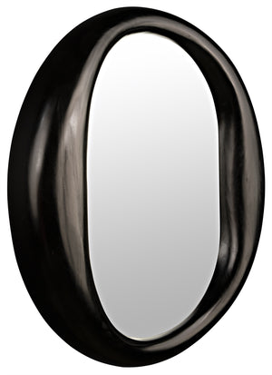 Oh Mirror in Charcoal Black Sungkai/Mindi Wood and Glass