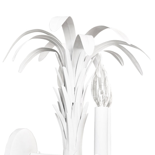 PALM SPRAY TWO ARM TOLE WALL SCONCE IN MATTE WHITE POWDER COAT