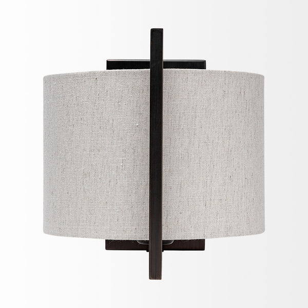 Smithe I 9x13 Black Toned Metal Cream Lampshade Wall Sconce