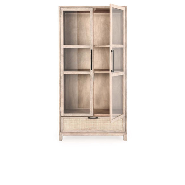 Jensen Solid Wood Cane Tall Cabinet - Meadow Taupe