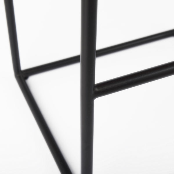 Clarissa 18.0L x 16.0W x 30.25H Dark Brown Woven Leather Seat W/ Black Metal Frame Bar Stool