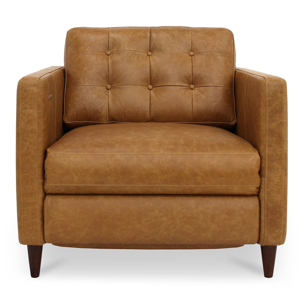 Moe's Bridgers Power Recliner Chair in Tan Leather