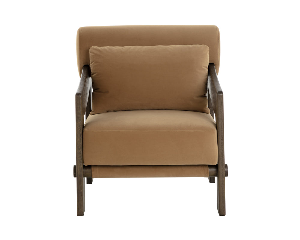 REIZO LOUNGE CHAIR - DISTRESSED BROWN - KONA CAMEL
