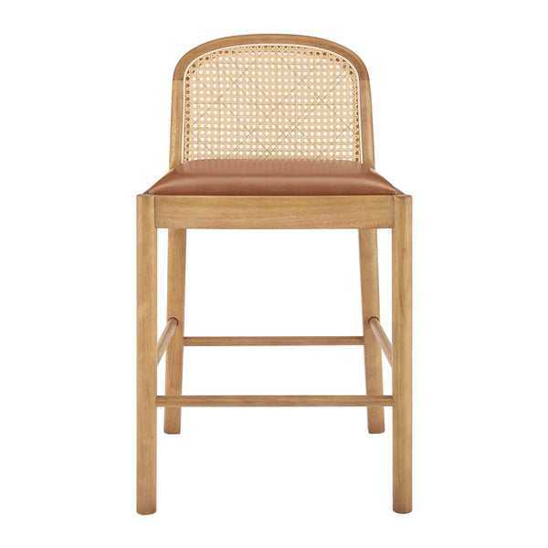 Donna KD Faux Leather Rattan Counter Stool, Borneo Chocolate
