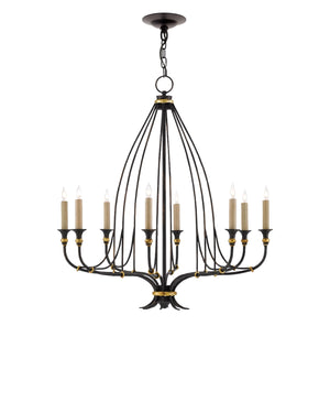 Folgate Chandelier In French Black & Gold Leaf