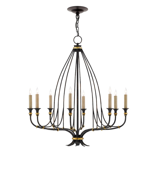 Folgate Chandelier In French Black & Gold Leaf
