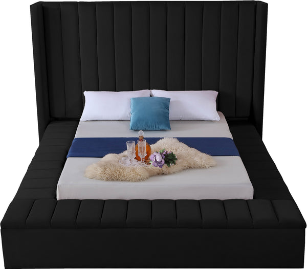 Joanne Queen Bed In Black Velvet