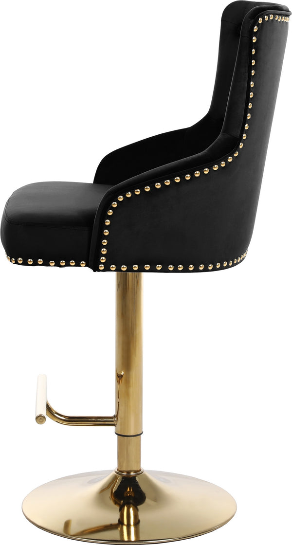 Stella Adjustable Stool In Black Velvet and Gold