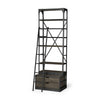 Brodie VII 32L x 22W x 94H Brown Wood Gun-Metal Bracing Four Shelf Shelving Unit