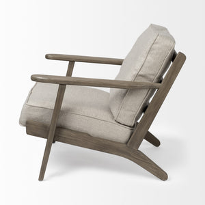 Olympus VI Beige Fabric Wrapped Wooden Frame Accent Chair