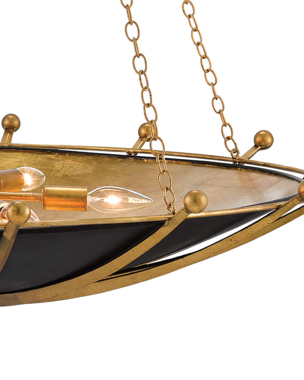 Fontaine Chandelier In Gold Leaf & Satin Black