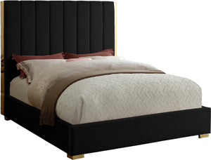 Janie Full Bed In Black Velvet