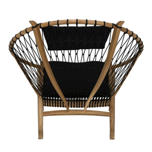 Mateo Bleached Teak Chair with Black Cotton Rope and Clear Coat Flat Finish