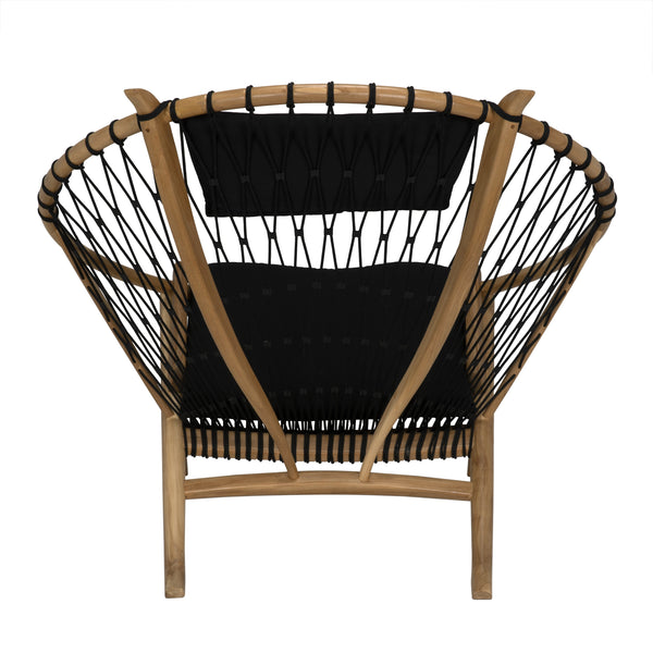 Mateo Bleached Teak Chair with Black Cotton Rope and Clear Coat Flat Finish
