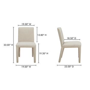 Moe's Monte Dining Chair Beige - Set of Two