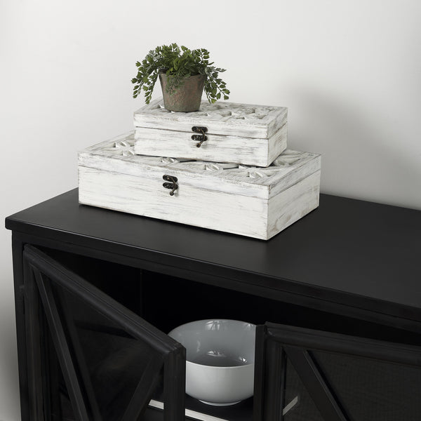 Floribundus (Set of 2) Off-White Decorative Boxes