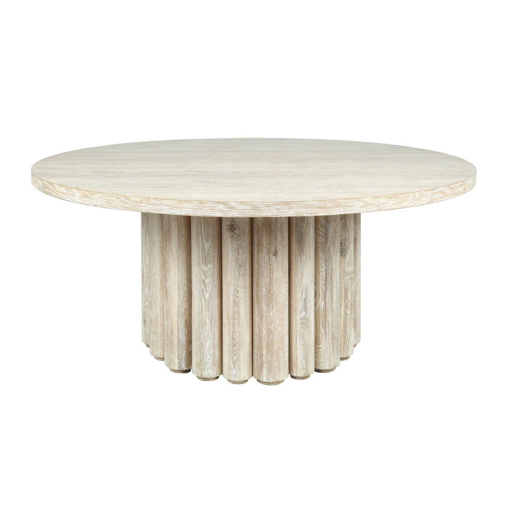 Tiber Solid Wood Round Dining Table - Cream Washed/Toasted Brown
