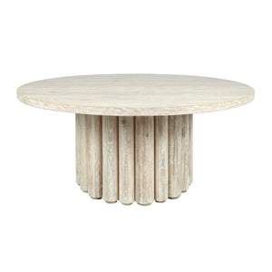 Tiber Solid Wood Round Dining Table - Cream Washed/Toasted Brown