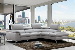 Michele Premium Leather Sectional in Right Hand Facing Chaise