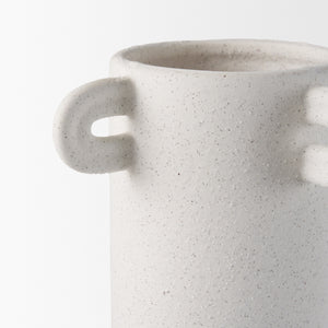 Dylan Tall Textured Off White w/ Handles Ceramic Vase
