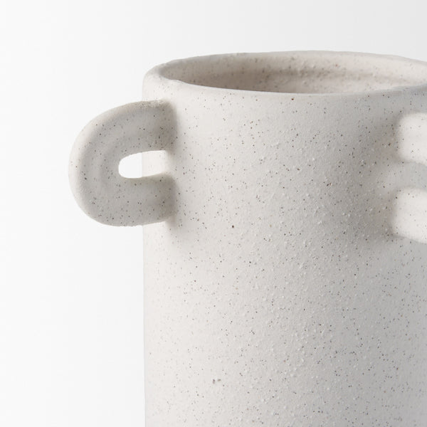 Dylan Tall Textured Off White w/ Handles Ceramic Vase