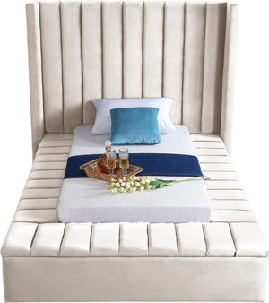 Joanne Twin Bed In Cream Velvet