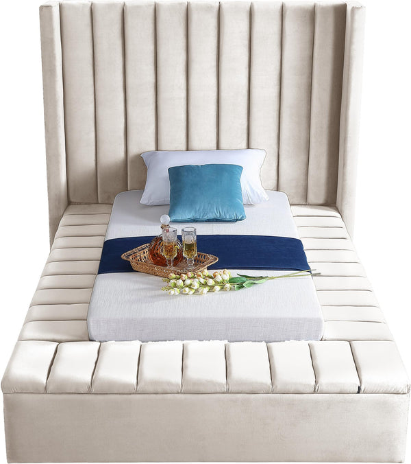 Joanne Twin Bed In Cream Velvet