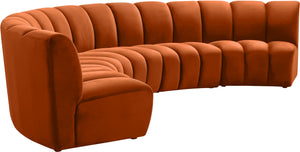 Lynda 5pc. Modular Sectional In Cognac Velvet