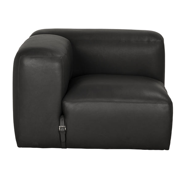 Augustus Modular Sofa, Left Corner, Santosa Matte Black Leather