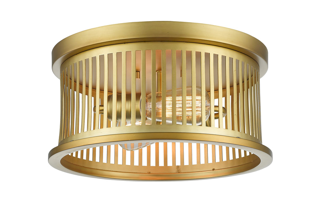 Camellia 2 Light Flush Mount in Brass Finish