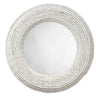 Strand Wood Beaded Round Wall Mirror, White