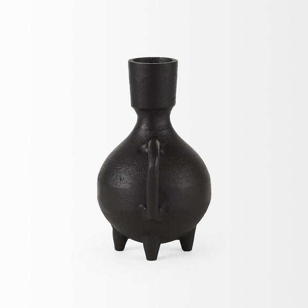 Cyrus Black Spherical Vase W/ Flute Decorative Object