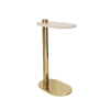 RACETRACK C TABLE IN BRASS WITH WHITE MARBLE TOP