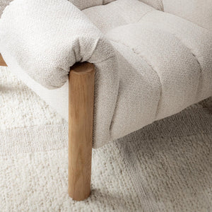 Sansa Upholstered Accent Chair in Cream with Oak Frame