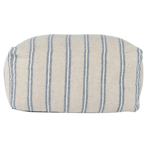 Delgada Natural/Blue Woven Pouf with Stripes